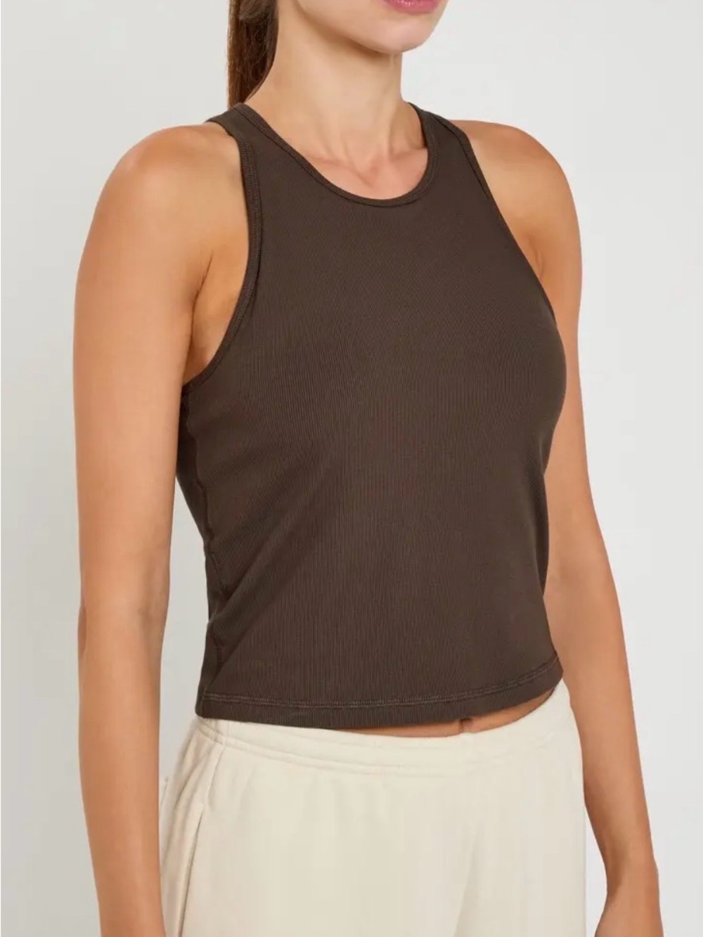 Vuori Pose Plyo Ribbed Tank Brown Sz M